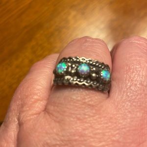 Running Bear Sterling Silver and Blue Opal Ring